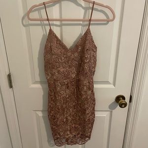 Express V-Neck Crochet Lace Sheath Dress